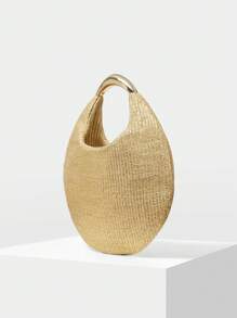 MOTF PREMIUM WOMEN'S VACATION WOVEN HANDBAG - Gold - View 3