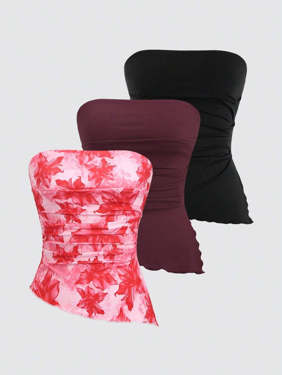 Sweetra Top bandeau asymétrique sexy imprimé léopard Y2K