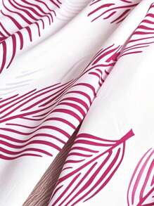 EMERY ROSE Plus Size Leaf Printed Casual Loose Pants, Suitable For Summer - Pink - View 3