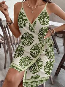 SHEIN VCAY Plus Size Mother's Day Casual Simple Vacation Pattern Print Dress, Suitable For Summer,Beach Dress Sundress,Holiday Outfits Boho - Multicolor - View 6