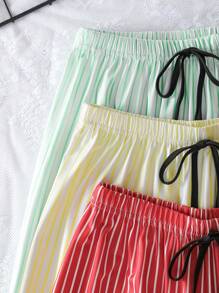 3pc Striped Sleepwear Pants Set For Women' - Multicolor - View 4