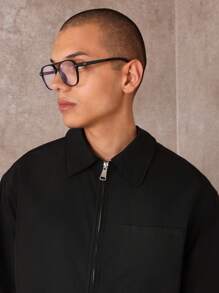 SUMWON Contemporary Zip Front Nylon Jacket Lightweight Urban Essential Minimalist Short Bomber Street Fashion Fall Spring Outwear - Black - View 5