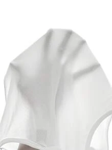 SHEIN Tall CURVE Plus Size Women's Solid Color Pleated Ribbed Casual Fitted White Tank Top - White - View 7