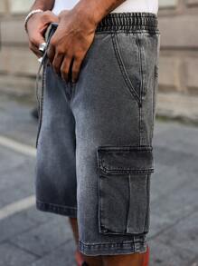 Manfinity Hypemode Short cargo casual ample et délavé gris foncé pour hommes