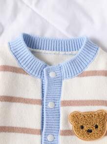 SHEIN Vintaside Kids Baby Boy Cute Fashionable Versatile Colorblock Striped Knitted Jumpsuit Baby Unisex Clothes Unisex Baby Clothes Newborn Newborn Baby Clothes Unisex Newborn Baby Clothing Baby Unisex Clothes Newborn