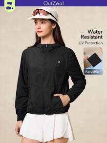 OutZeal Waterproof Sun Protection Lightweight Packable Hiking Jacket For LightRain All Day Windbreaker Drawstring Hem