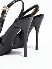 CUCCOO BIZCHIC Giày cao gót phong cách Lolita có nơ trang trí quai sau cho nữ, màu đỏ tía - màu đen - Xem 6