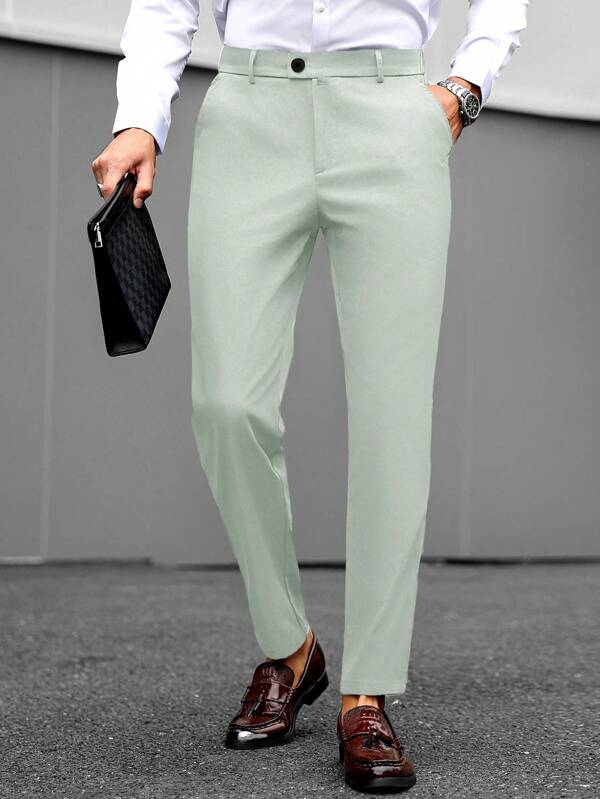 Manfinity Mode Plain Suit Pants For Men, Suitable For Commuting, Leisure And Business Travel,Suitable For New Year Holidays, Gift For Boyfriend