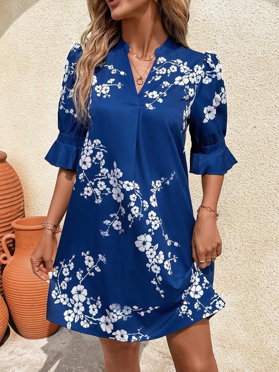 SHEIN Clasi Vestido feminino de manga média estampado para o Dia dos Namorados, primavera/verão, traje para o Dia dos Namorados