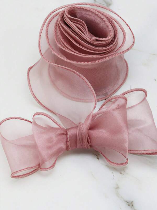 3/5yards Per Roll Elegant Coral Pink Wavy Silk Organza Ribbon - Braidable Hair Band DIY Dress Ribbon ForGift Wrapping ,Bouquet Flower Packaging ,Cake Decor, Wedding ,Christmas, Party DIY Craft Decoration,Clothing Decoration,Hair Accessories