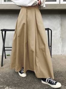 FRIFUL 女士卡其色高腰百褶裙