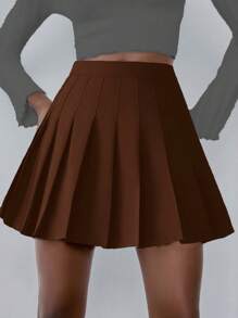 Lumivelle Gonna plissettata in tinta unita da donna, stile casual Y2K da scuola, elegante per appuntamenti e ufficio, adatta per primavera ed estate