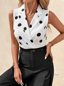 SHEIN Clasi Body elegante bianco da donna con colletto a bavero
