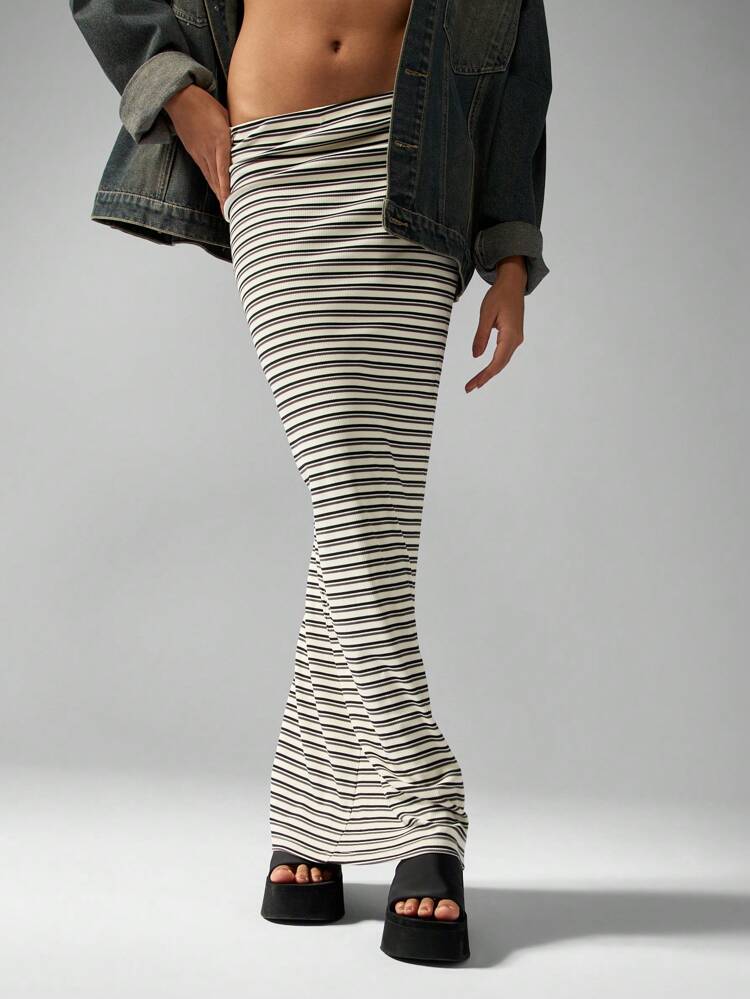 MISSGUIDED Faldas largas casuales acanaladas con rayas
