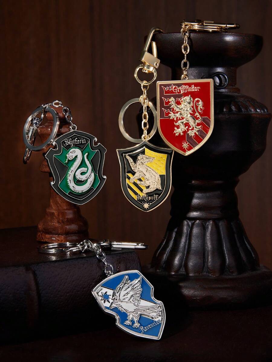 HARRY POTTER X SHEIN 4 piezas/paquete Llaveros de aleación de zinc, Accesorio para bolso, Regalo para hombres y mujeres, Vuelta al colegio - Multicolor - Ver 1