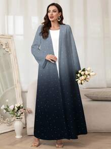 Al Najma 女士波尔卡圆点渐变印花优雅长袖长袍，端庄长袍 - 彩色 - 查看 6