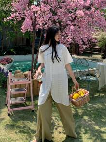 DAZY 2pcs Women Summer Casual Open Front Holiday Set,Short Women Sets Vacation - Apricot - View 5