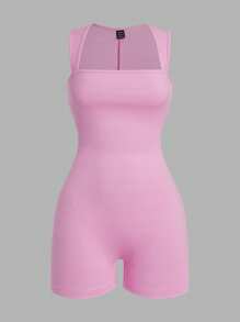 SHEIN EZwear Bộ 3 quần yếm bó sát không tay màu trơn, thường ngày mùa hè - Nhiều màu - Xem 6