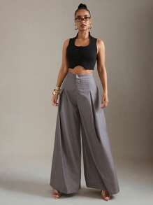 Hauture 优雅纽扣细节阔腿连体裤