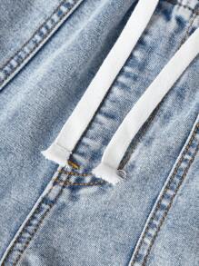 DENIMLY 女童春夏复活节假期轻度洗涤，配有抽绳平装腰带和平口袋，莱赛尔面料让您的少女肌肤在夏日酷爽。宽松阔腿版型。 - 淺色水洗藍 - 查看 8