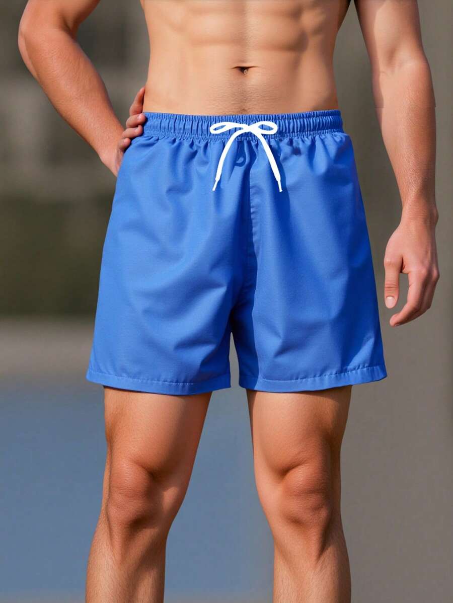 Tween Boys' Drawstring Waist Loose Casual Beach Shorts Summer Holiday - Blue - View 1