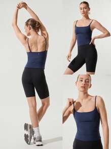GLOWMODE FeatherFit™ Hip Length Basic Tank Top Low Impact Yoga Pilates Studio Daily Removable Cups