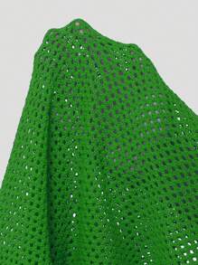 ROMWE MEN Prep Men's Digit Pattern Casual Knitted Polo Shirt, Short Sleeve - Green - View 8