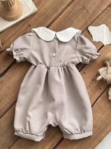 SHEIN Vintaside Kids 女婴刺绣花卉连身裤，乡村度假风格，时尚可爱的连身衣