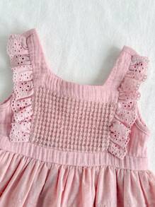 Loomiva Baby Girl Ruffled Trim Round Neck Sleeveless Cinched Waist Dress, Versatile & Comfortable