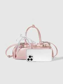 ROMWE Kawaii Túi xách nơ bướm thiết kế khóa điều chỉnh cho nữ - Hồng - Xem 3