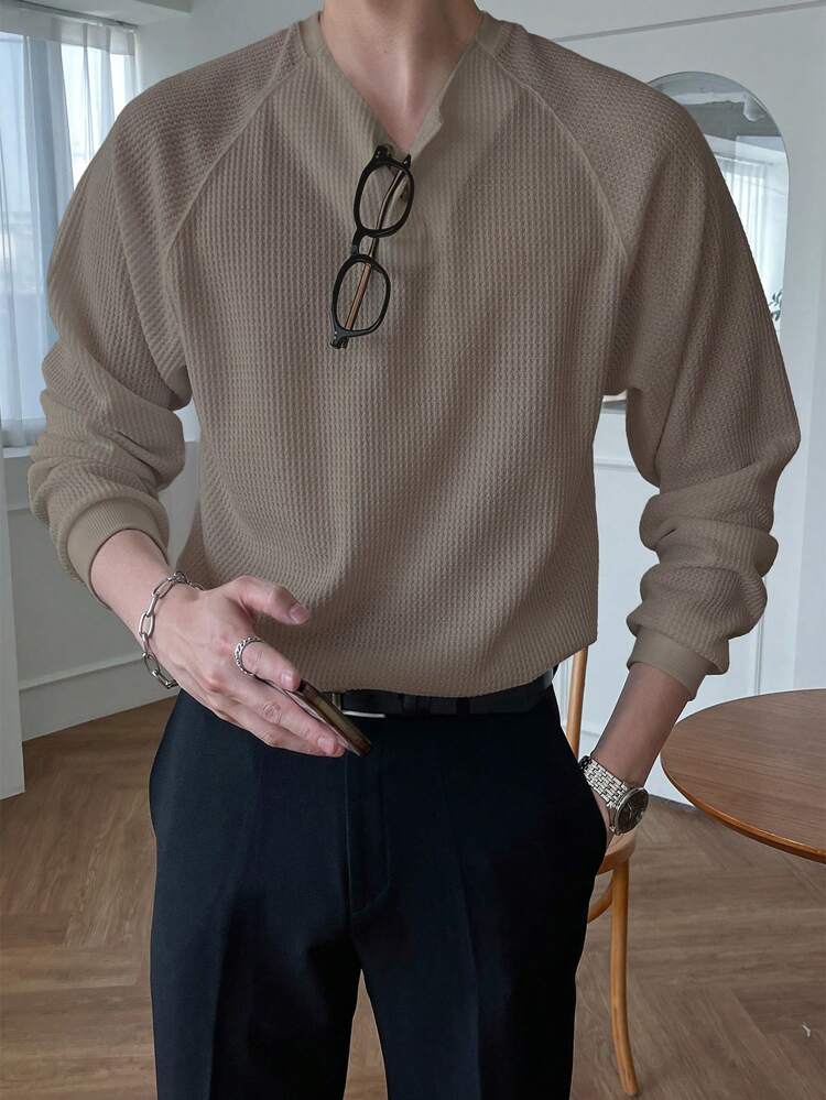 Camiseta de manga larga tipo raglan para hombres, ropa de vuelta al colegio para otoño e invierno