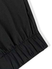 Manfinity Homme Einfarbige Cargo-Hose mit Kordelzug in der Taille, figurbetonter Passform, plissiert, mit mehreren Taschen, lässig, Herbstkleidung