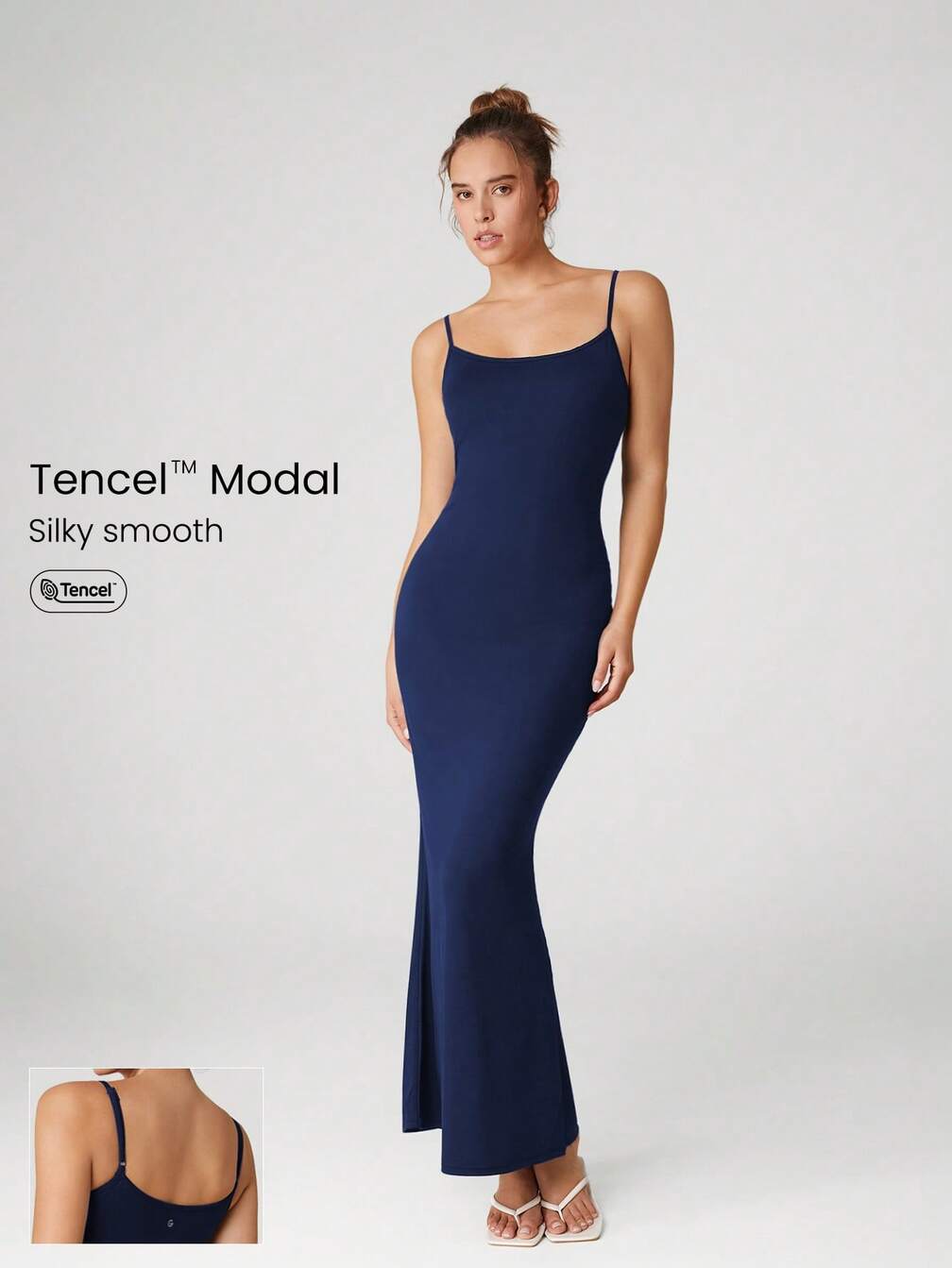 casual fishtail dress Women's Elegant Solid Color Draped Neck High Slit Fishtail Dress, Suitable  For Evening, Date, Business Casual, Vacation Party Summer