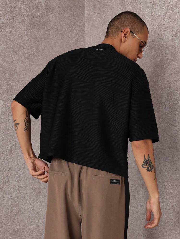 Ribbed Short Sleeve Crew Neck T-Shirt