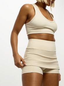 SUMWON WOMEN Athletic Tennis Skort High Waisted Moisture Wicking Performance Activewear Running Golf Workout Sports Skirt Built-In Shorts Quick Dry Stretchy Training - White - View 6