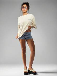 MISSGUIDED 超大加州新鲜柠檬水T恤夏季休闲水果印花图形T恤海滩假日节日街头服饰棉混纺宽松版型 - 米色 - 查看 3