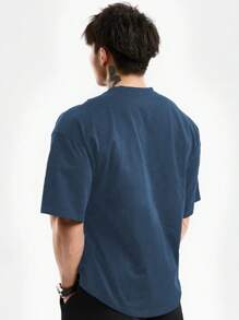 Manfinity Sport PWRUP 男友风男士圆领夏季休闲短袖运动 T 恤和背心套装 - 藍色 - 查看 2