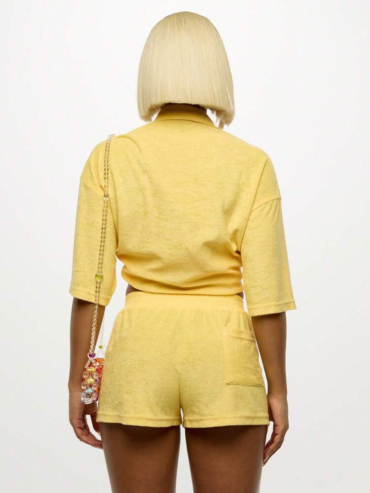 SUMWON WOMEN Terry Pull-On Runner Shorts Loungewear Summer Beach Cover Up Resort Vacation Leisure Beachwear Cozy Weekend