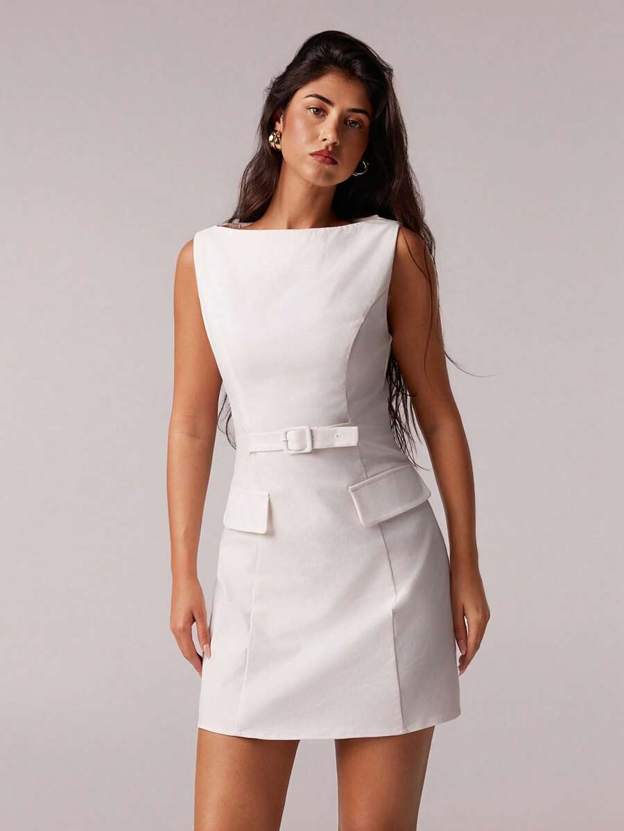 Avantive 母亲节礼服 1960 年代礼服 毕业礼服 毕业白色礼服 夏季礼服 迷你礼服 返校节礼服 复古礼服 茶会礼服 - 白色 - 查看 1