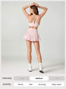 GLOWMODE Ace Flex 收腹百褶网球裙，内置短裤侧袋，适合网球高尔夫日常春夏穿着 - 淺粉色 - 查看 7