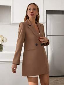 EURMUSE Double Button Lapel Collar Blazer