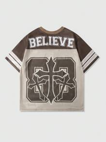 ROMWE MEN Prep 男士网眼拼布运动短袖 T 恤