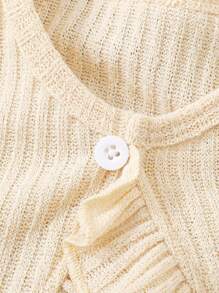 3pcs Baby Girls' Casual Ruffle Trim Long Sleeve Outerwear, Spring/Autumn