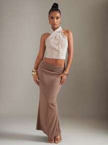 Hauture Top corto de verano de moda, sexy, con cuello halter, sin espalda y sin mangas