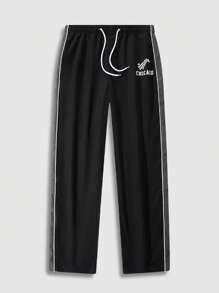 Manfinity Sport Corelite Men's Casual Breathable Color Block Slant Pocket Drawstring Waist Sports Pants - Black - View 3