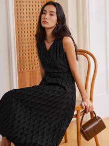 DAZY Summer Business Casual Lace Dress With Voluminous Dress For Women Work Women Clothes,Dress For Wedding Cocktail Dress - Black - View 4