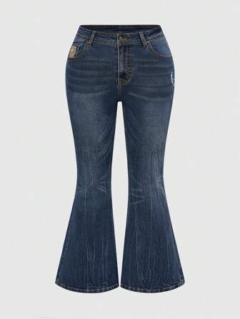 Grunge Punk جينز نسائي كاجوال منسدل بجيوب للمقاسات الكبيرة