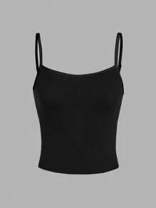 SHEIN Girlism Dziewczęcy swobodny, prosty, wygodny, uniwersalny, jednolity kolor, koszulka na ramiączkach