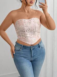 SHEIN Clasi Top corto ajustado sin mangas asimétrico para mujer de talla grande - Multicolor - Ver 7