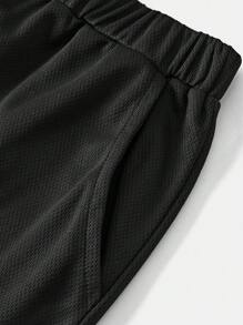 SHEIN Leap Crew 2 件 Tween Boy 淡蓝色 T 恤和字母图案慢跑裤套装 - 淺藍色 - 查看 3